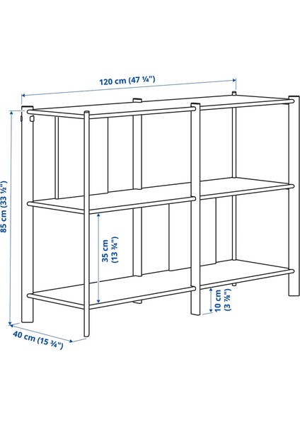 Jattesta Açık Raf Ünitesi Siyah 120 x 85 cm fiyatları