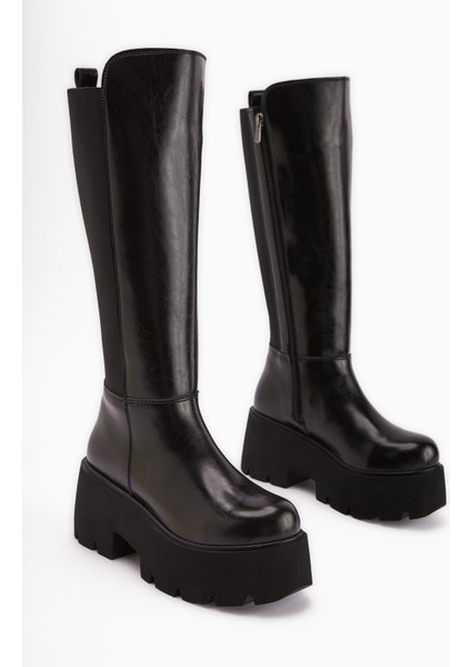 Lidia Siyah Platform Topuklu Kadın Çizme modelleri