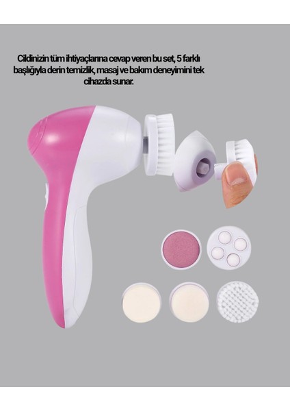 5 Başlıklı Yüz Masaj Aleti – Cilt Temizleme, Peeling, Siyah Nokta ve Gözenek Bakımı modelleri