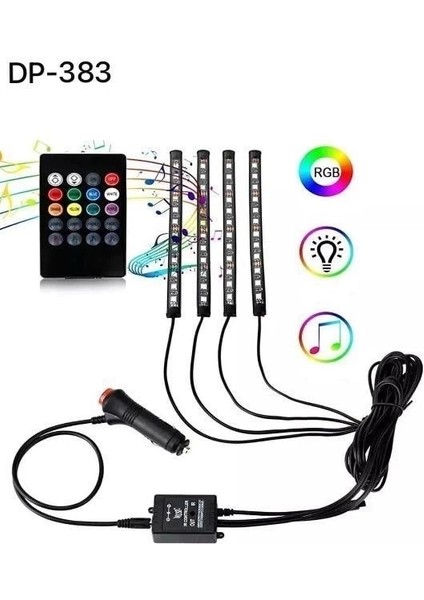 Araç Içi Ayak Altı Ses Duyarlı Şerit LED 4lü Set