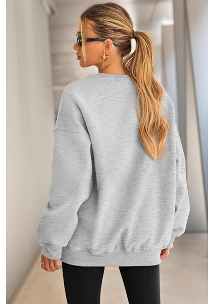 Genıus Store Kadın Sweatshirt Oversize Geniş Kalıp Içi Şardonlu Bisiklet Yaka Oversize sweatshirt Kadın-Sweatshırt modelleri