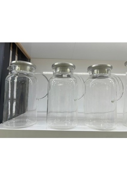1500 ml Borosilikat Cam Su Sürahisi - Metal Kapaklı ve Isıya Dayanıklı modelleri
