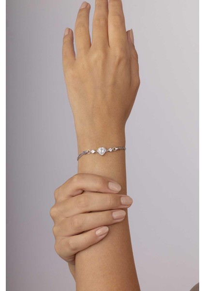 Rodyum Kaplama Kalp Gümüş Su Yolu Bileklik fiyatları