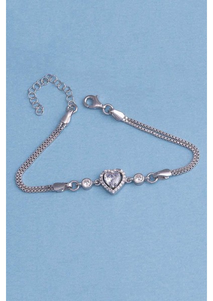 Rodyum Kaplama Kalp Gümüş Su Yolu Bileklik fırsatları