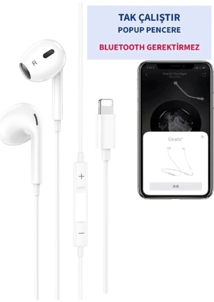 Iphone 14/13/12/11/xs/x/7/8 Serileri Uyumlu Iphone Kablolu Kulaklık Konnektörlü (Tak Çalıştır)