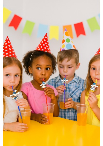 Pipet Cinnamoroll 10'lu Artistik Körüklü Pipet Doğum Günü Eğlencesi