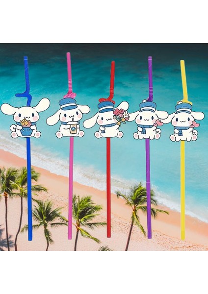 Pipet Cinnamoroll 10'lu Artistik Körüklü Pipet Doğum Günü Eğlencesi modelleri