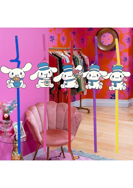 Pipet Cinnamoroll 10'lu Artistik Körüklü Pipet Doğum Günü Eğlencesi fırsatları