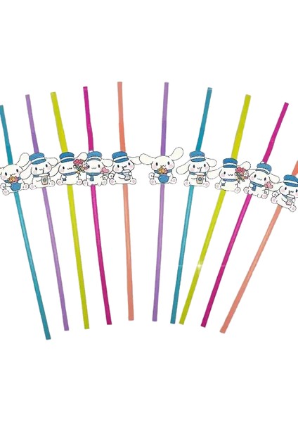 Pipet Cinnamoroll 10'lu Artistik Körüklü Pipet Doğum Günü Eğlencesi