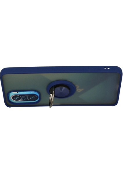 Xiaomi Redmi K40 Kılıf Montreal Yüzüklü Silikon Kapak - Lacivert modelleri