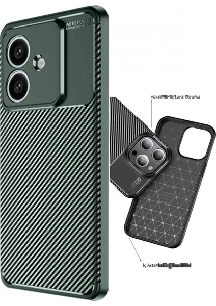 Oppo A3 Kılıf Auto Focus Karbon Kapak - Koyu Yeşil modelleri