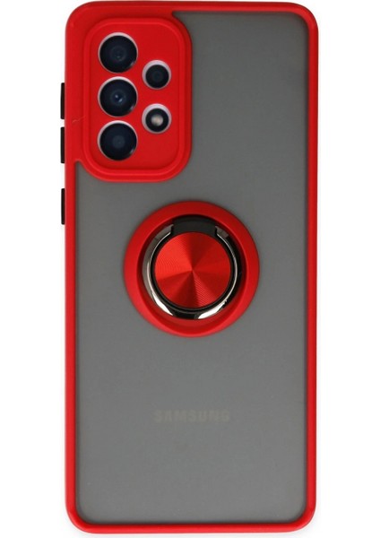 Samsung Galaxy A33 5g Kılıf Montreal Yüzüklü Silikon Kapak - Kırmızı