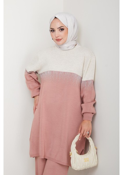 Iki Renk Simli Triko Tunik Pantolon Takım fırsatları