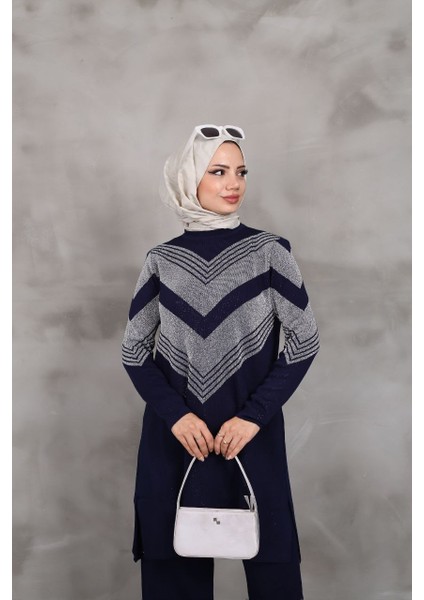 Simli Triko Tunik Pantolon Takım