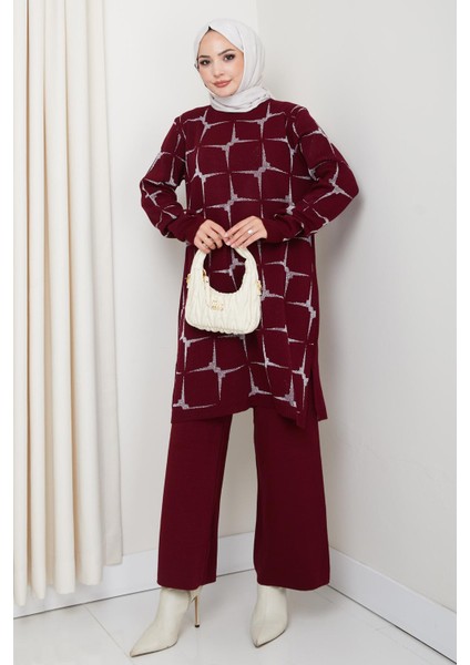 Yıldız Desenli Simli Triko Tunik Pantolon Takım modelleri