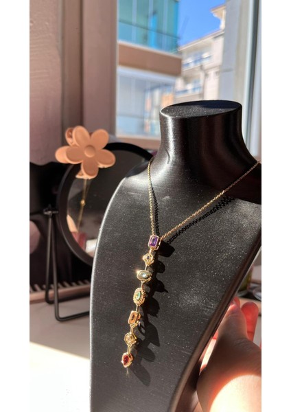 Gold 7 Renkli Y Dekolte Çelik Kolye fiyatları