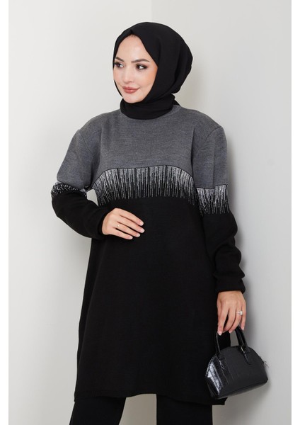 Iki Renk Simli Triko Tunik Pantolon Takım modelleri