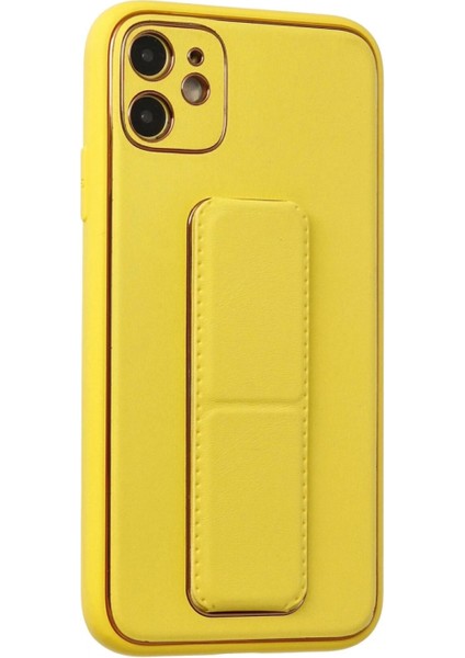 iPhone 12 Kılıf Coco Deri Standlı Kapak - Sarı fiyatları