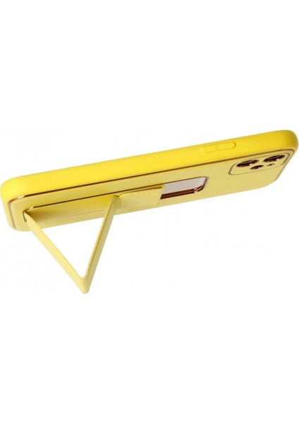 iPhone 12 Kılıf Coco Deri Standlı Kapak - Sarı modelleri