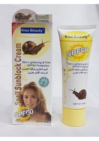 Kiss Beauty Salyangoz Özlü Güneş ve Bakım Kremi Cilt Lekeleri Karşi Etkili Spf 60
