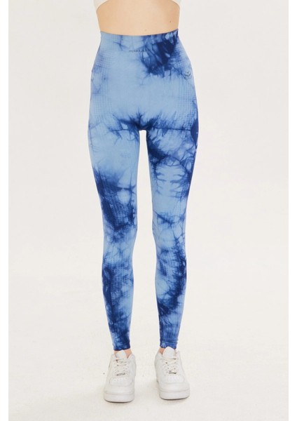 Lilxan Karışık Desenli Uzun Boy Slim Fit Mavi Renk Tayt