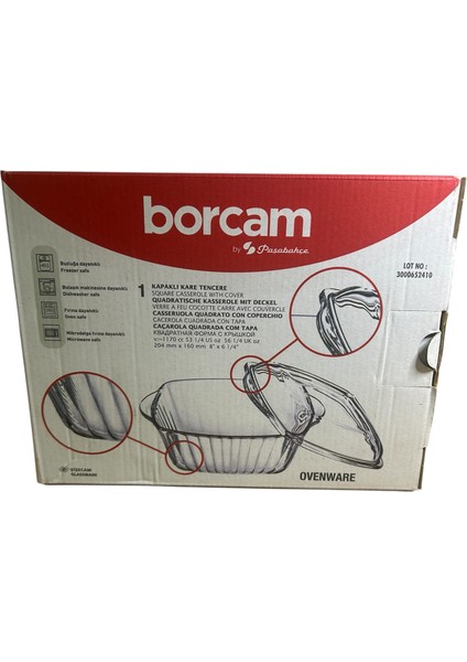 Borcam Kapaklı Kare Fırın Kabı 1170 cc