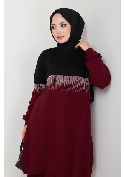 Iki Renk Simli Triko Tunik Pantolon Takım fiyatları