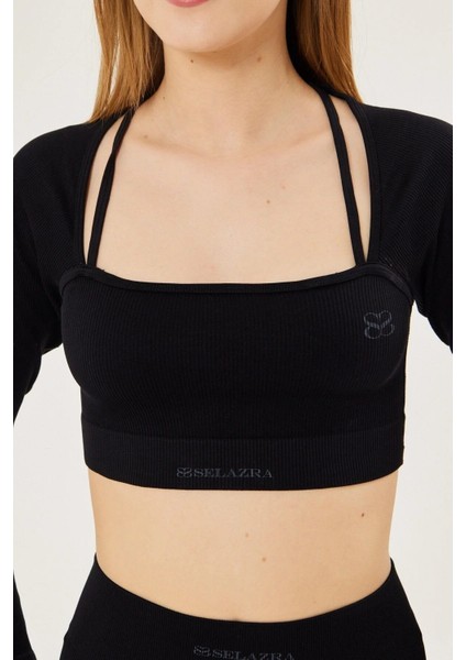 Ouma Bisiklet Yaka Düz Desenli Slim Fit Siyah Renk Tayt Takım fırsatları