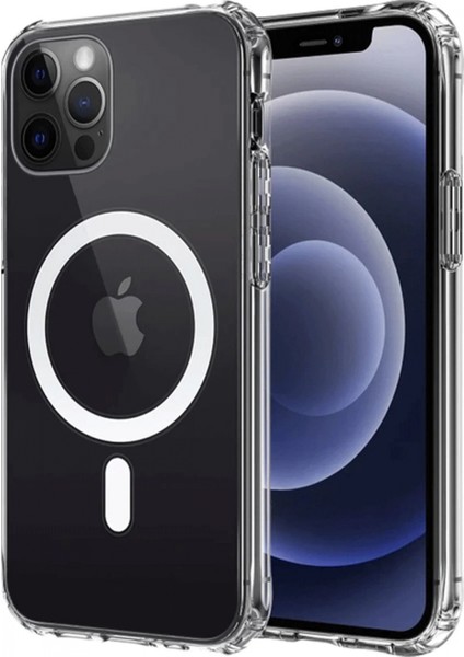 iPhone 12 Kılıf Magneticsafe Şeffaf Silikon - Şeffaf