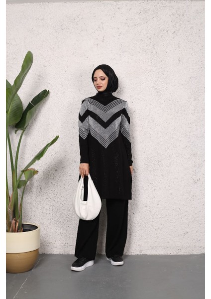 Simli Triko Tunik Pantolon Takım