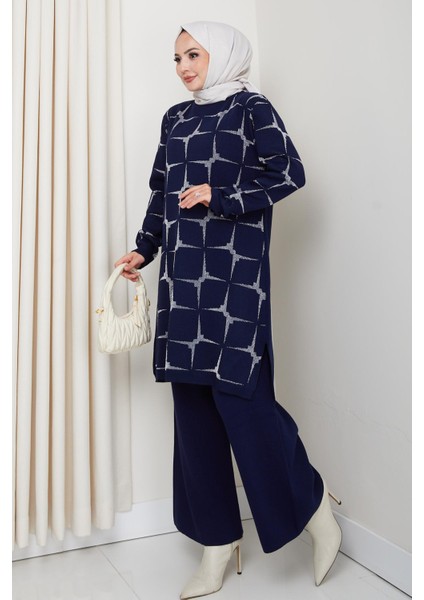 Yıldız Desenli Simli Triko Tunik Pantolon Takım