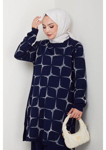 Yıldız Desenli Simli Triko Tunik Pantolon Takım modelleri