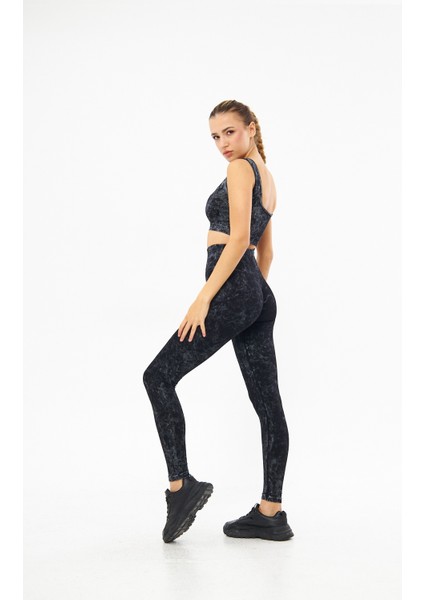 Bouncel Yuvarlak Yaka Kolsuz Slim Fit Siyah Renk Tayt Takım