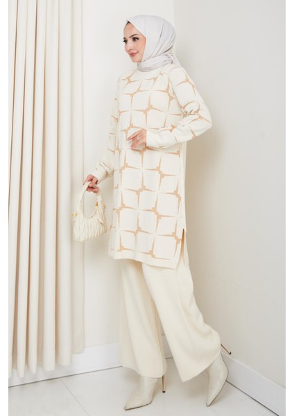 Yıldız Desenli Simli Triko Tunik Pantolon Takım