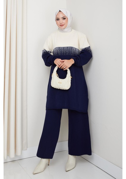 Iki Renk Simli Triko Tunik Pantolon Takım modelleri