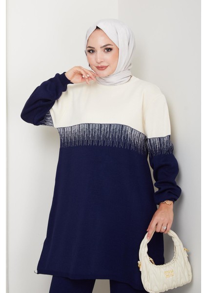 Iki Renk Simli Triko Tunik Pantolon Takım indirimleri