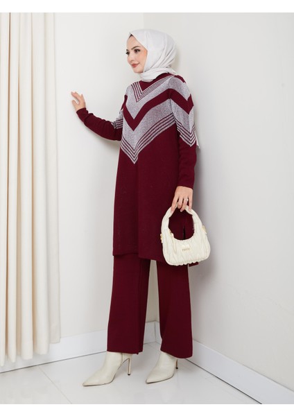 Simli Triko Tunik Pantolon Takım