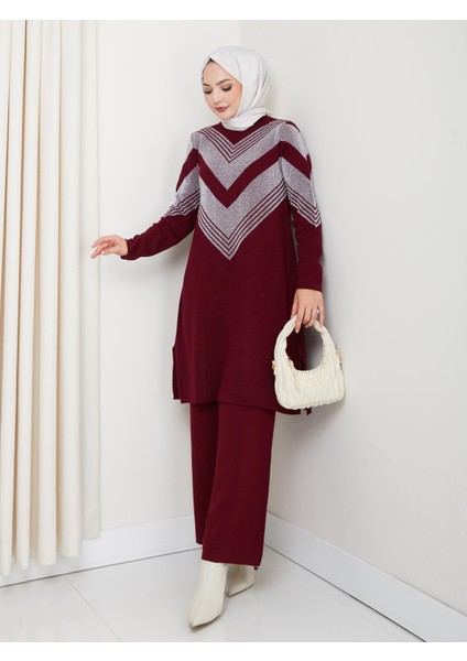 Simli Triko Tunik Pantolon Takım modelleri