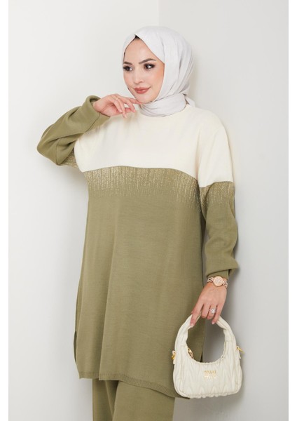 Iki Renk Simli Triko Tunik Pantolon Takım fırsatları