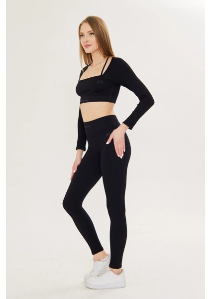 Ouma Bisiklet Yaka Düz Desenli Slim Fit Siyah Renk Tayt Takım fiyatları