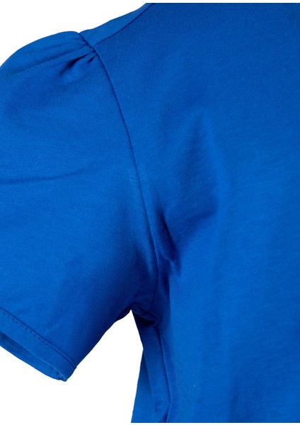 Organik Karpuz Kollu Mavi Yazlık Kız Çocuk Tshirt modelleri