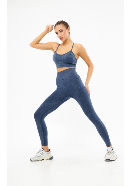 Bjoys Askılı Desenli Slim Fit Lacivert Renk Tayt Takım