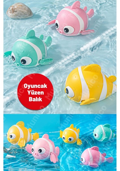 2 Adet Kurmalı Bebek Banyo Balığı Hareketli Hafif ve Esnek Yapılı | Havuz, Sahil ve Banyo Oyunları