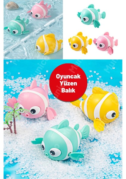 2 Adet Kurmalı Bebek Banyo Balığı Hareketli Hafif ve Esnek Yapılı | Havuz, Sahil ve Banyo Oyunları