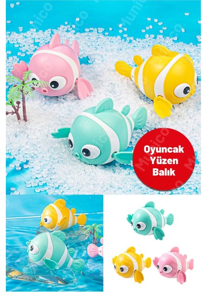 2 Adet Kurmalı Bebek Banyo Balığı Hareketli Hafif ve Esnek Yapılı | Havuz, Sahil ve Banyo Oyunları