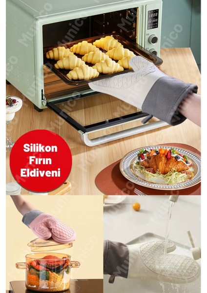 Isıya Dayanıklı Eldiven Silikon Aramid Fiber, Pamuk Iç Astarlı Şık ve Fonksiyonel Mutfak Yardımcısı