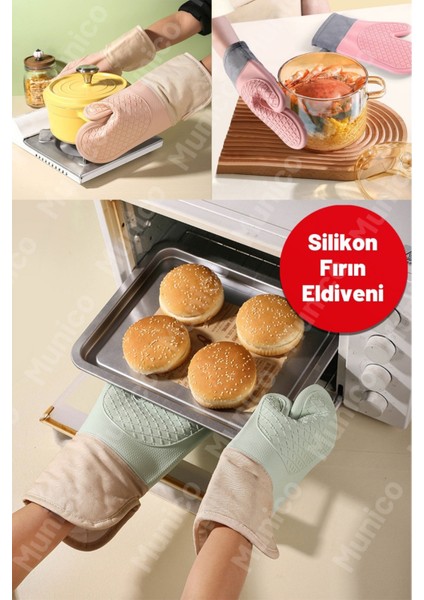 Isıya Dayanıklı Eldiven Silikon Aramid Fiber, Pamuk Iç Astarlı Şık ve Fonksiyonel Mutfak Yardımcısı modelleri
