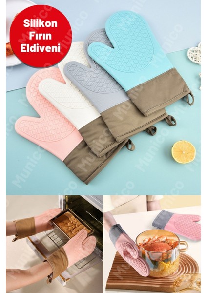Isıya Dayanıklı Eldiven Silikon Aramid Fiber, Pamuk Iç Astarlı Şık ve Fonksiyonel Mutfak Yardımcısı