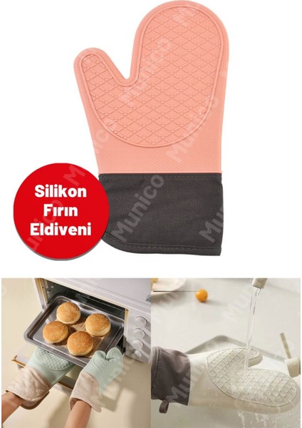 Isıya Dayanıklı Eldiven Silikon Aramid Fiber, Pamuk Iç Astarlı Şık ve Fonksiyonel Mutfak Yardımcısı