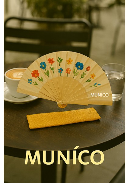 12 Adet Festival ve Davetler Için Mavi Çiçek Desenli El Yelpazesi – Kalitesiyle Şıklığı